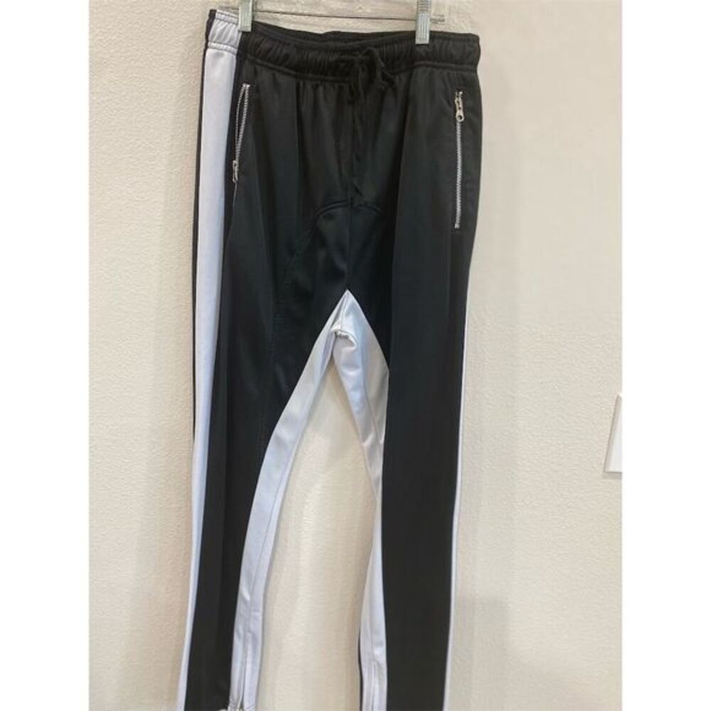 Men's Black Uncle Ralph Track Pants M High Rise Zipped‎ Pockets baddie